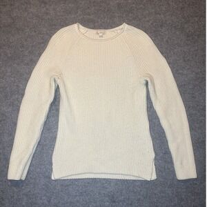 Gap Designed & Crafted Ribbed Sweater S White Cotton Blend Knit